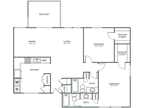 Floor plan Oak (1253 SF)