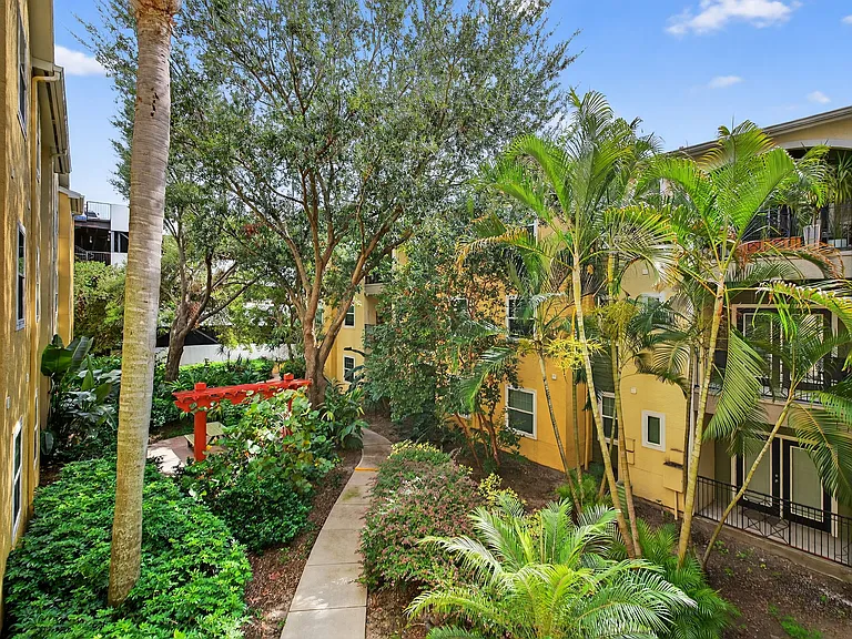 view from front door-overlooking the landscaped in-complex park and relaxing green space