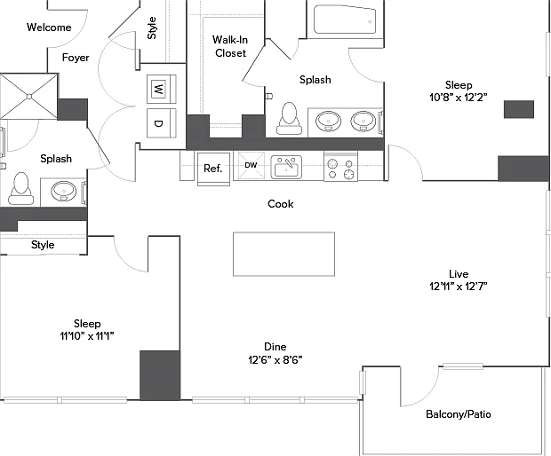 B9T 2-Bedroom Floorplan B9T 2-Bedroom Floorplan