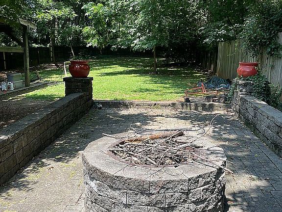 fire pit on granite patio