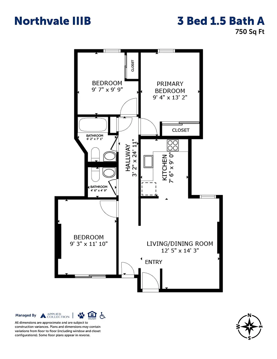 Floor plan 3 Bed 1.5 Bath A