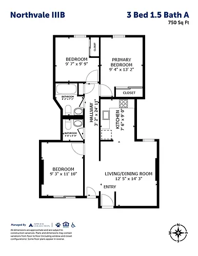 Floor plan 3 Bed 1.5 Bath A