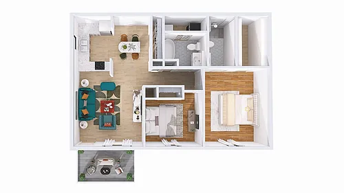Floor plan 2 Bed, 2 Bath