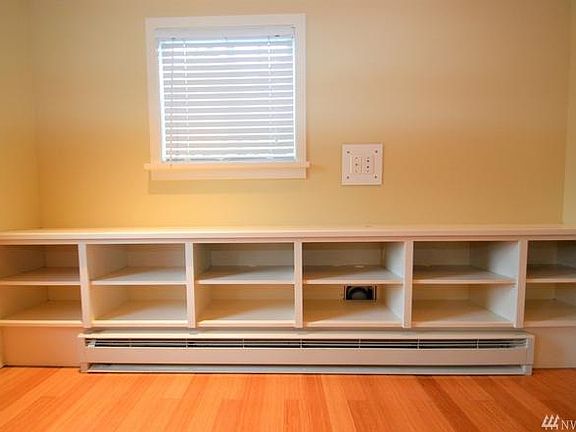 Built-in shelving in living room