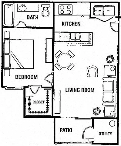 Floor plan 1 Bedroom / 1 Bathroom