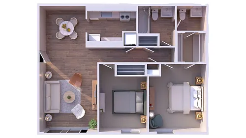 Floor plan 2 BR - 1.5 BTH Renovated