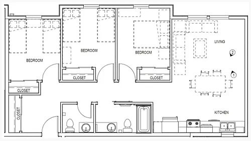 Floor plan Three Bedroom