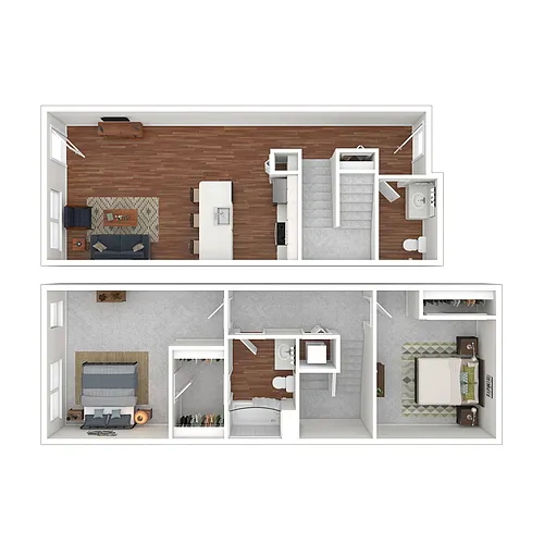 Floor plan Two Bedroom Townhouse
