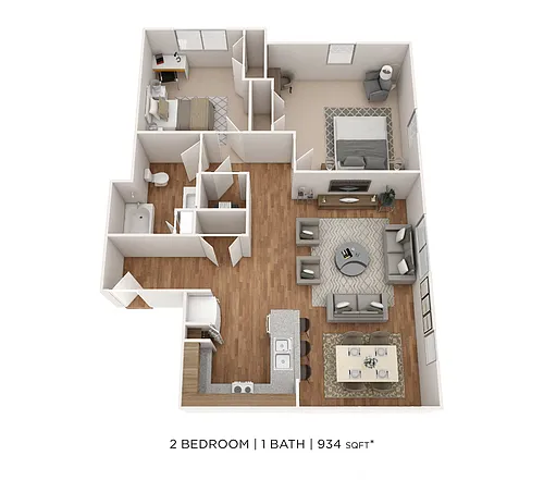Floor plan Two Bedroom- 934 sqft