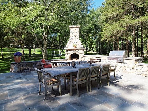 Patio with Stone Fireplace