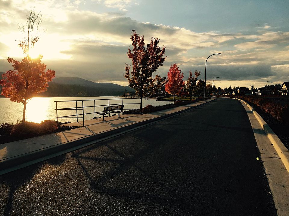 Beautiful sunsets and seating along river.