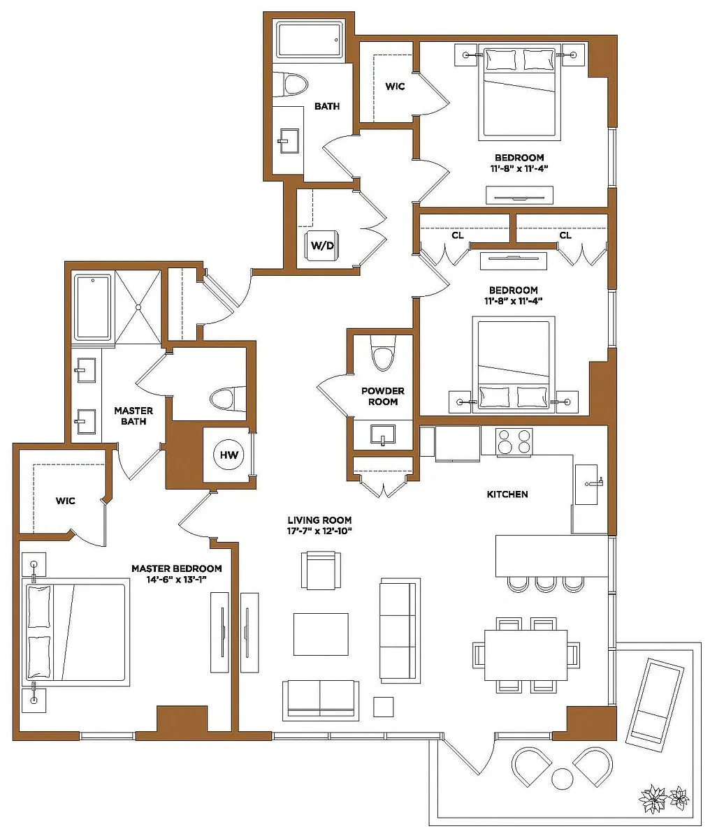 Floor plan 3 Bed/2.5 Bath-G