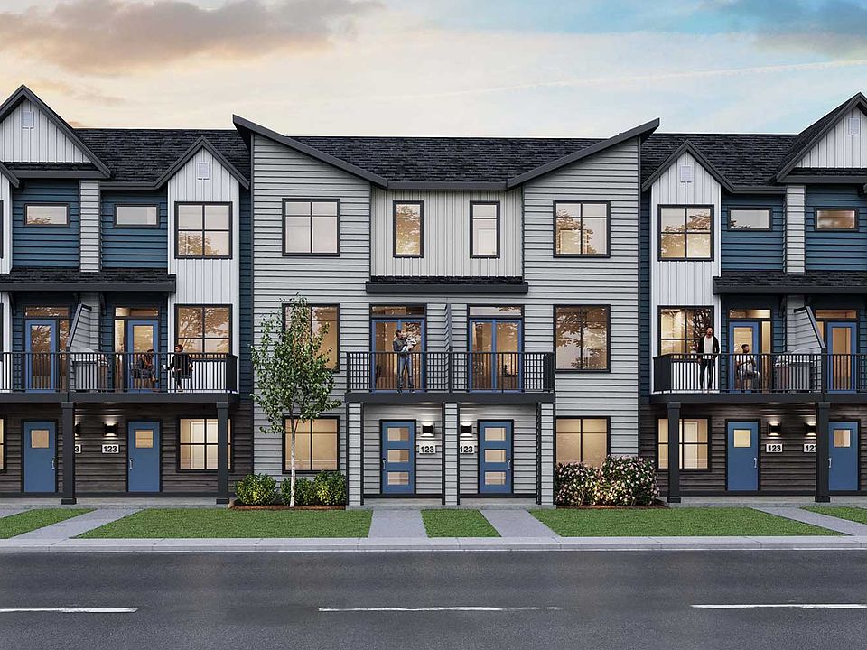 Exterior rendering of the Brightside townhomes in Seton by Brookfield Residential
