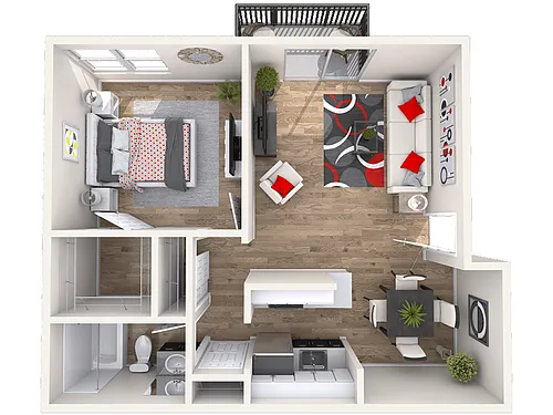 Floor plan A3: 1 Bed 1 Bath