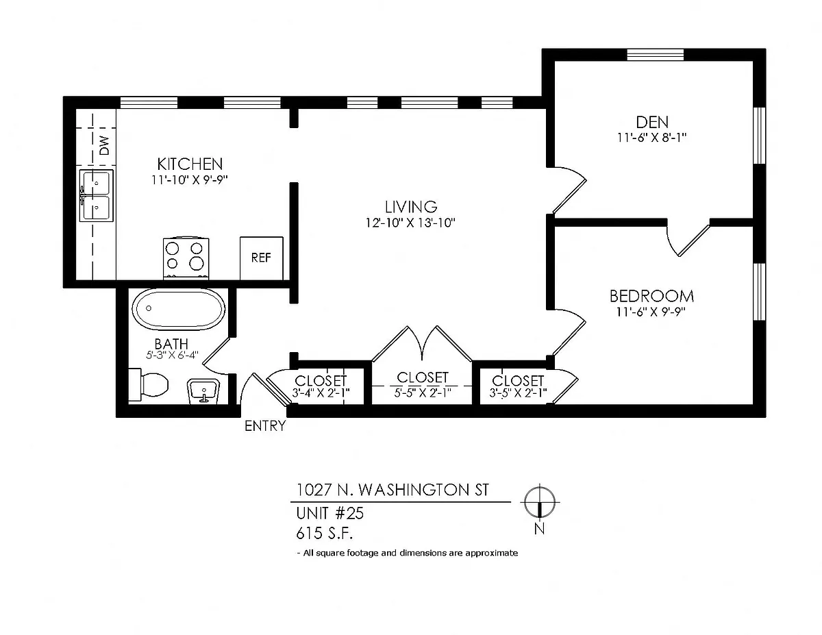 Floor plan 1 Bedroom Den