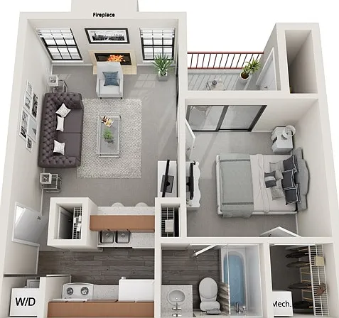 One Bedroom, 520 sqft, Stackable Washer/Dryer Connections, Patio/Balcony, Fireplace in Selected Units, Dry Bar in Selected Units, Vaulted Ceilings in Selected Units One Bedroom, 520 sqft, Stackable Washer/Dryer Connections, Patio/Balcony, Fireplace in Sel