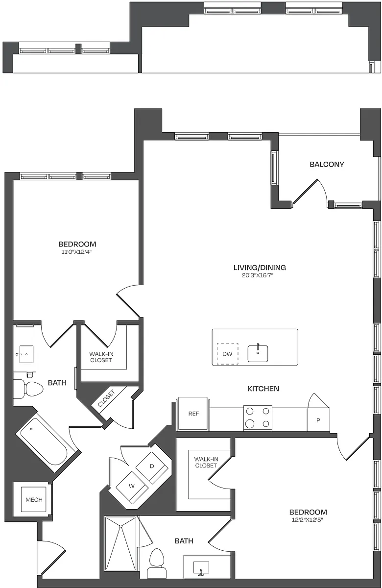 Floor plan 2 Bed/2 Bath-C21