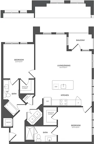 Floor plan 2 Bed/2 Bath-C21