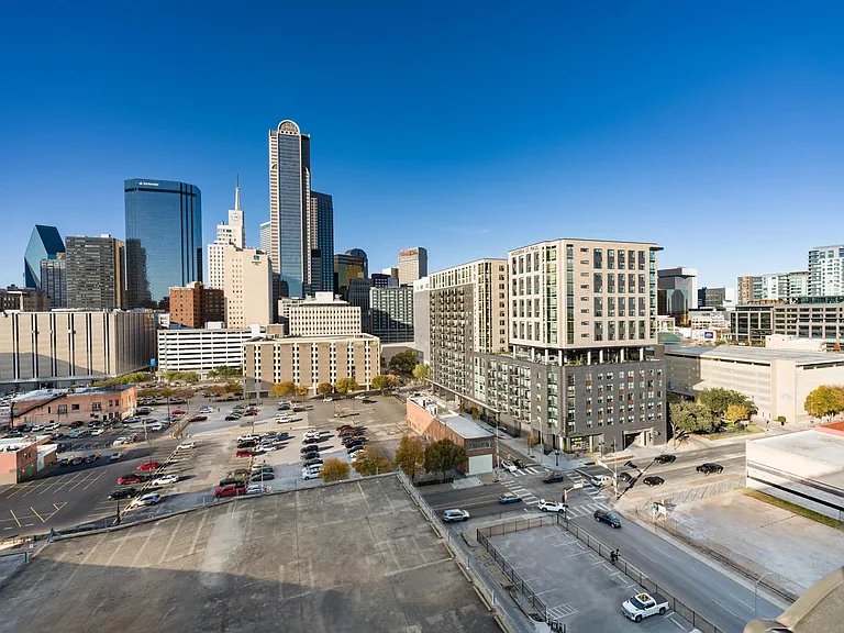Downtown Dallas skyline views just beyond Modera St. Paul, placing arts, dining, and business districts within easy reach.