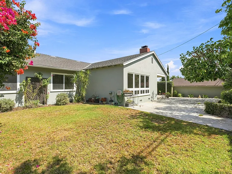 Grass area in backyard