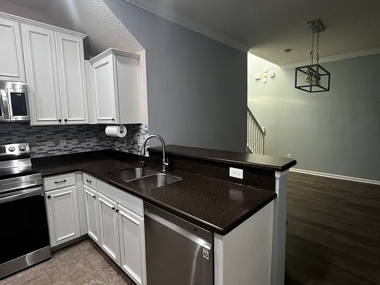 Kitchen overlooking dining area