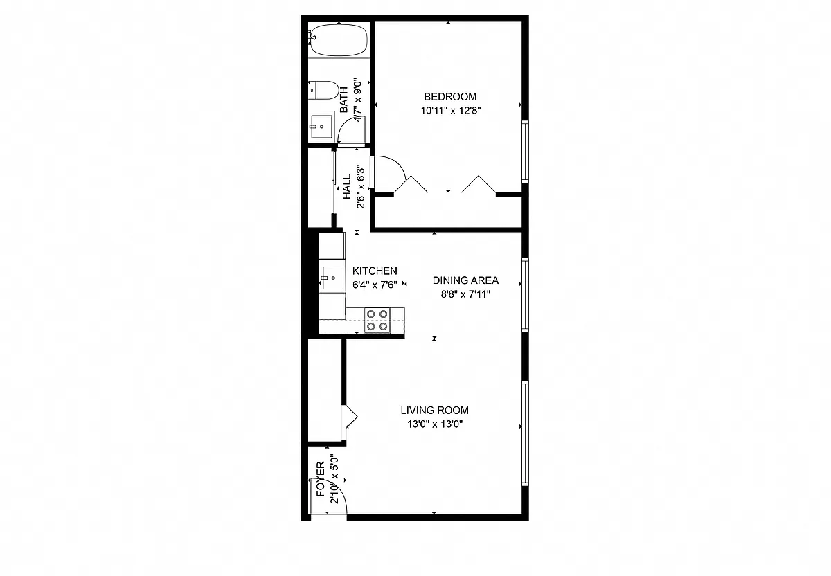 Floor plan Greenway 1 bedroom