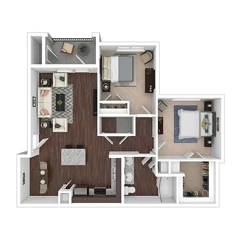 Floor plan Two Bedroom One Bath B1