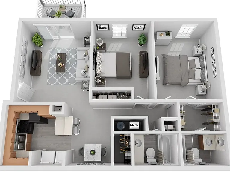 A photo of our 2x2 floor plan, The Whitlock.