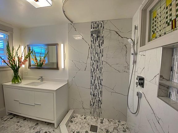 Bathroom with dual head shower