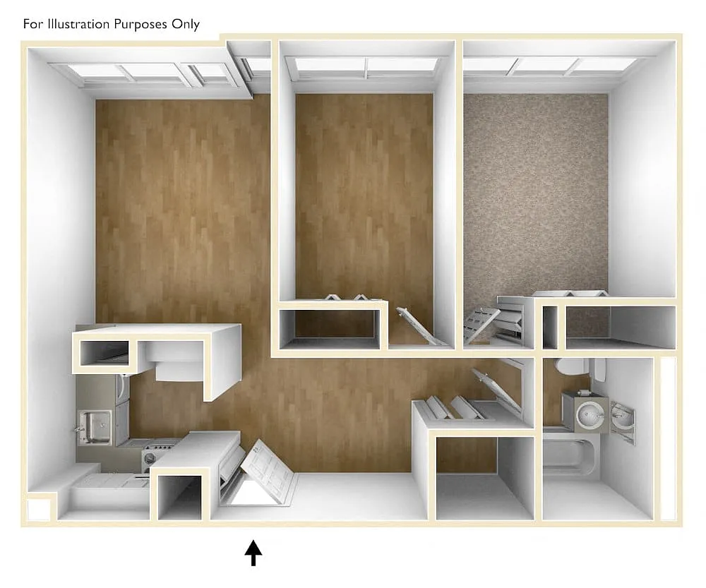 Floor plan 2 Bedroom 1 Bath