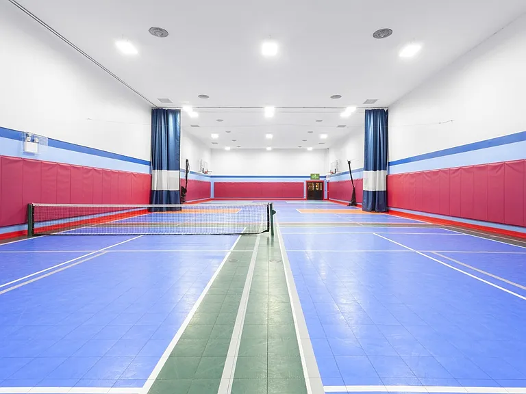 Unleash your competitive spirit in the expansive indoor sports court at The Century. Perfect for basketball, badminton, and more, this facility offers a vibrant atmosphere for fitness and fun. Join the activity today!