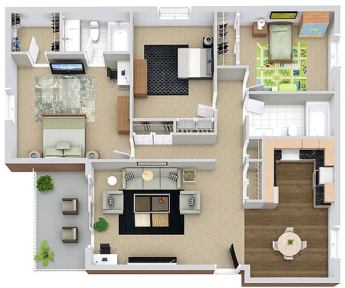 Floor plan 3 Bedroom 2 Bath