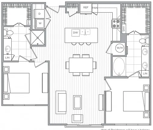 Floor plan 2 Bed/2 Bath-B2