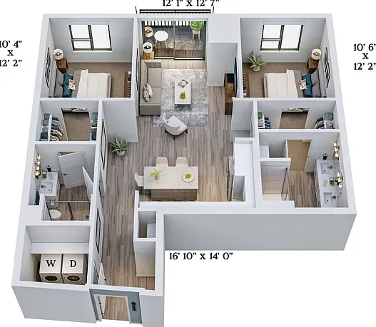 C7 | 2x2 | 1073 sq ft C7 | 2x2 | 1073 sq ft