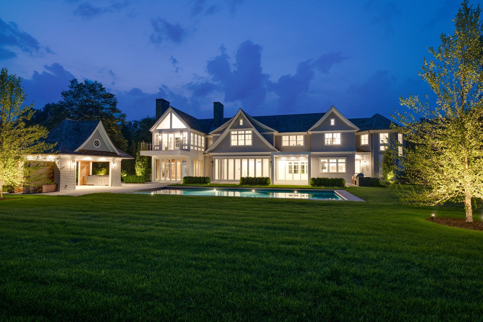  593 Flying Point Road at Twilight