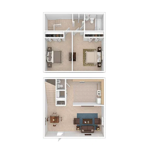 Floor plan Two Bedroom Townhome