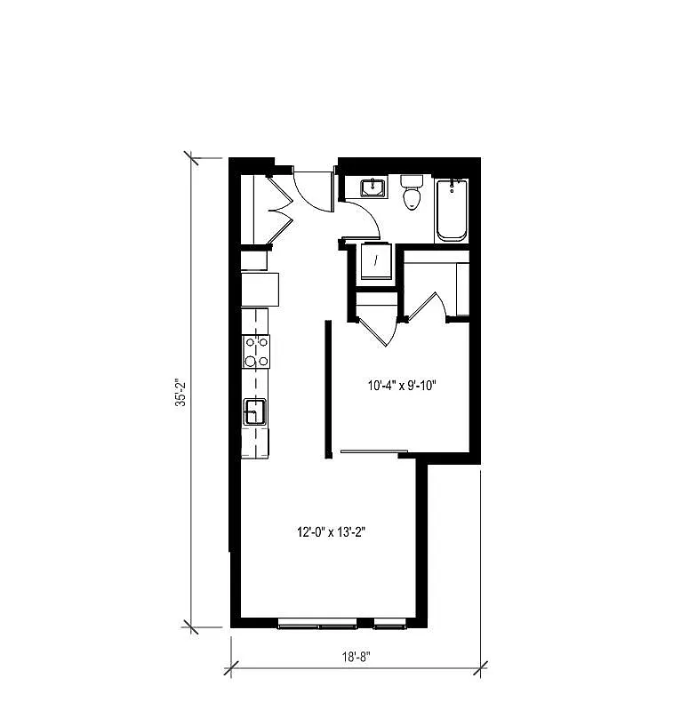 Floor plan 1 Bed/1 Bath Open-A10.1