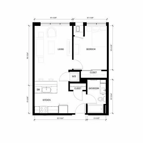 Floor plan 1 Bedroom - Accessible