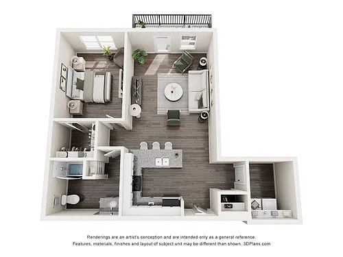 Floor plan 1BR-B - 1BR-B