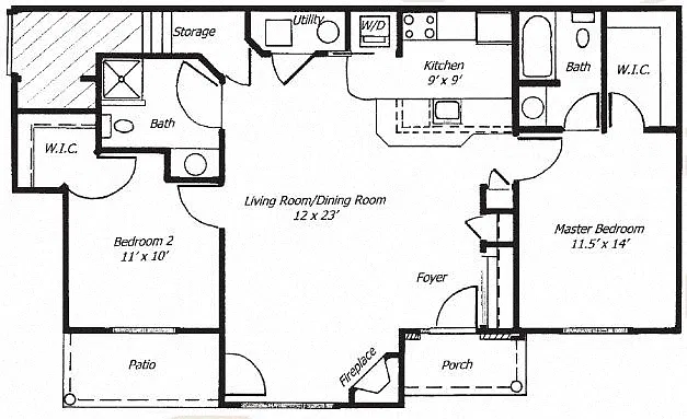 Floor plan 2 Bedroom 2 Bathroom