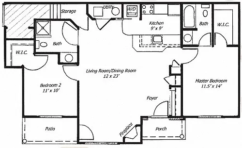 Floor plan 2 Bedroom 2 Bathroom
