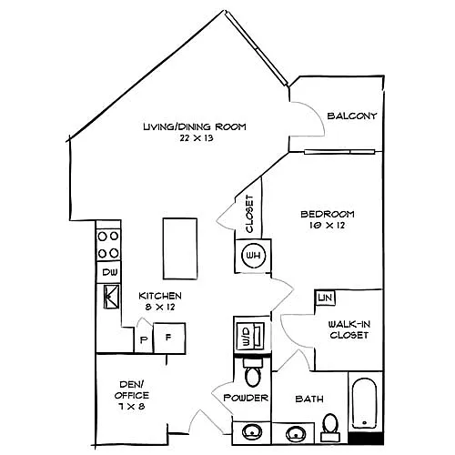 Floor plan Suite 1A15 with Den