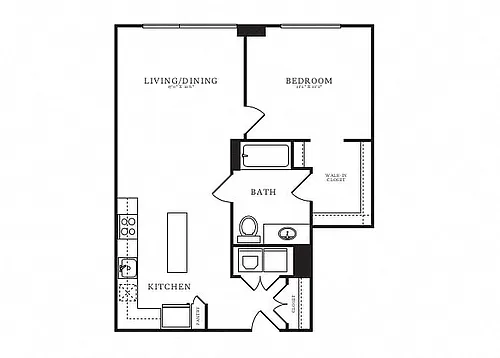 Floor plan 1 Bed/1 Bath-B6.1
