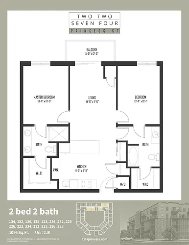 Floor plan 2 Bedroom 2 Bed 2 Bath 2