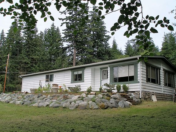 Looking up at the house.