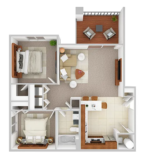 Floor plan 2 Bedroom/1 Bathroom