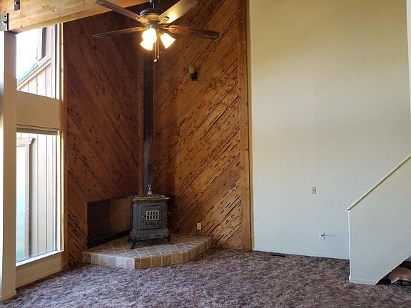 wood burning stove in the living room
