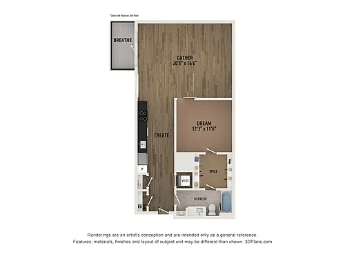 Floor plan Jr One Bedroom JA4