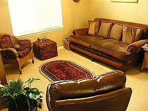 Warm Living Area with Picture Windows
