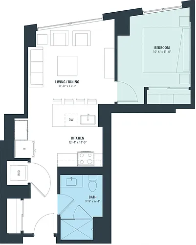 Floor plan 1 Bed/1 Bath-a10e